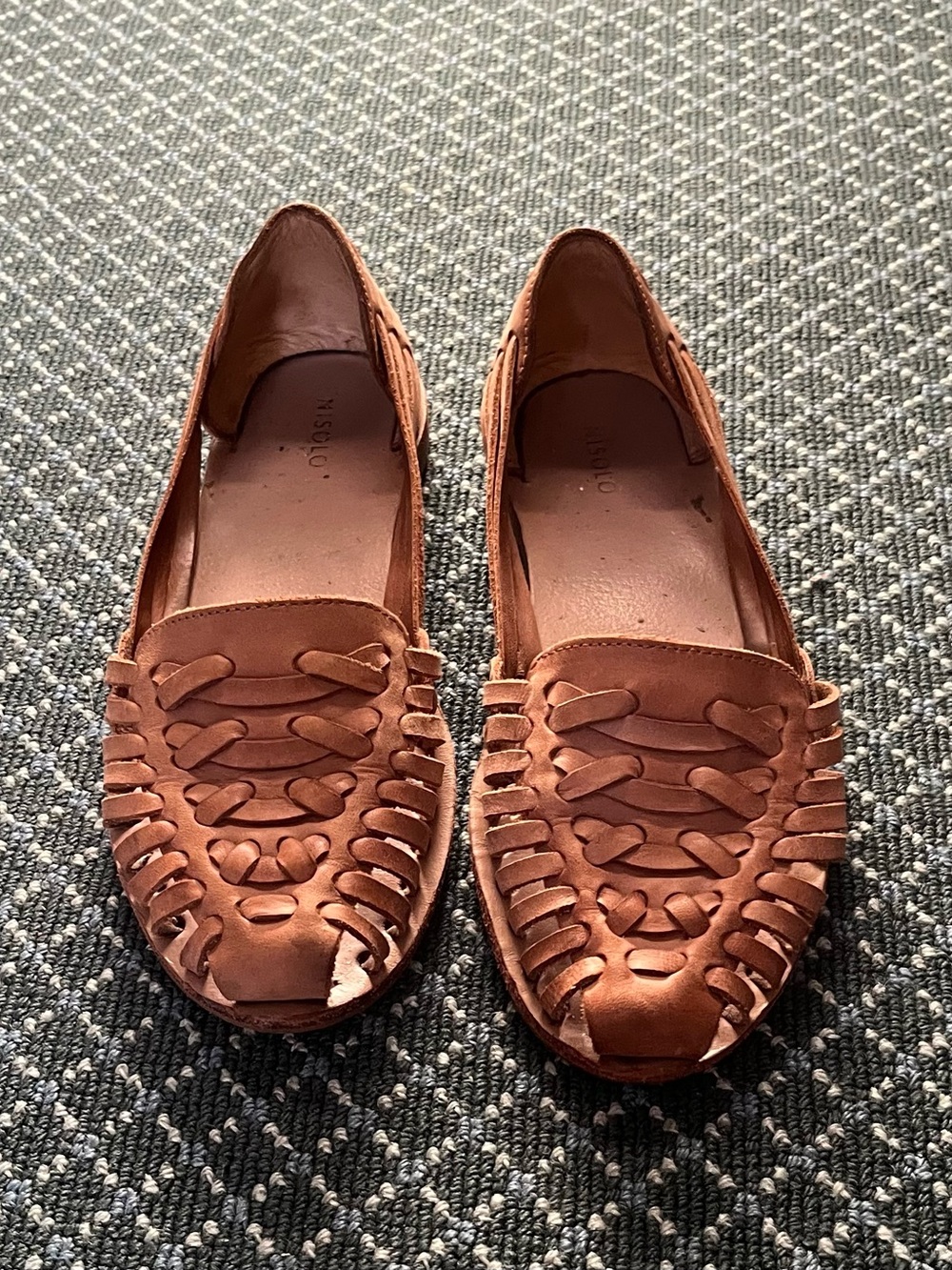 Nisolo Tan Woven Leather Hurraches Slip-Ons